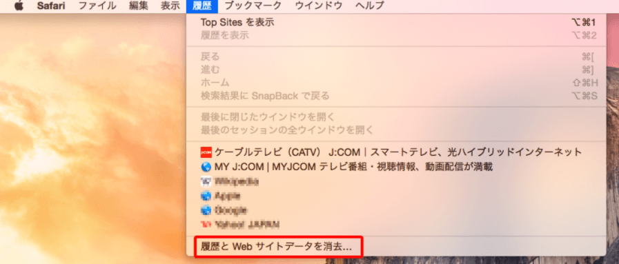 履歴とWebサイトデータを消去